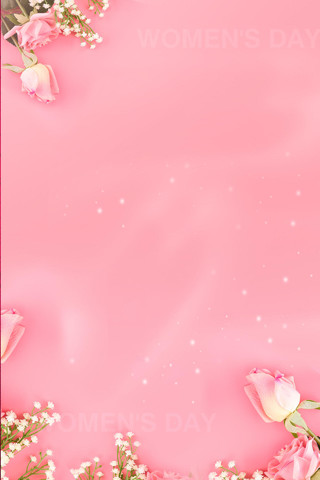 清新田园38妇女节女神节活动促销粉红色海报背景 